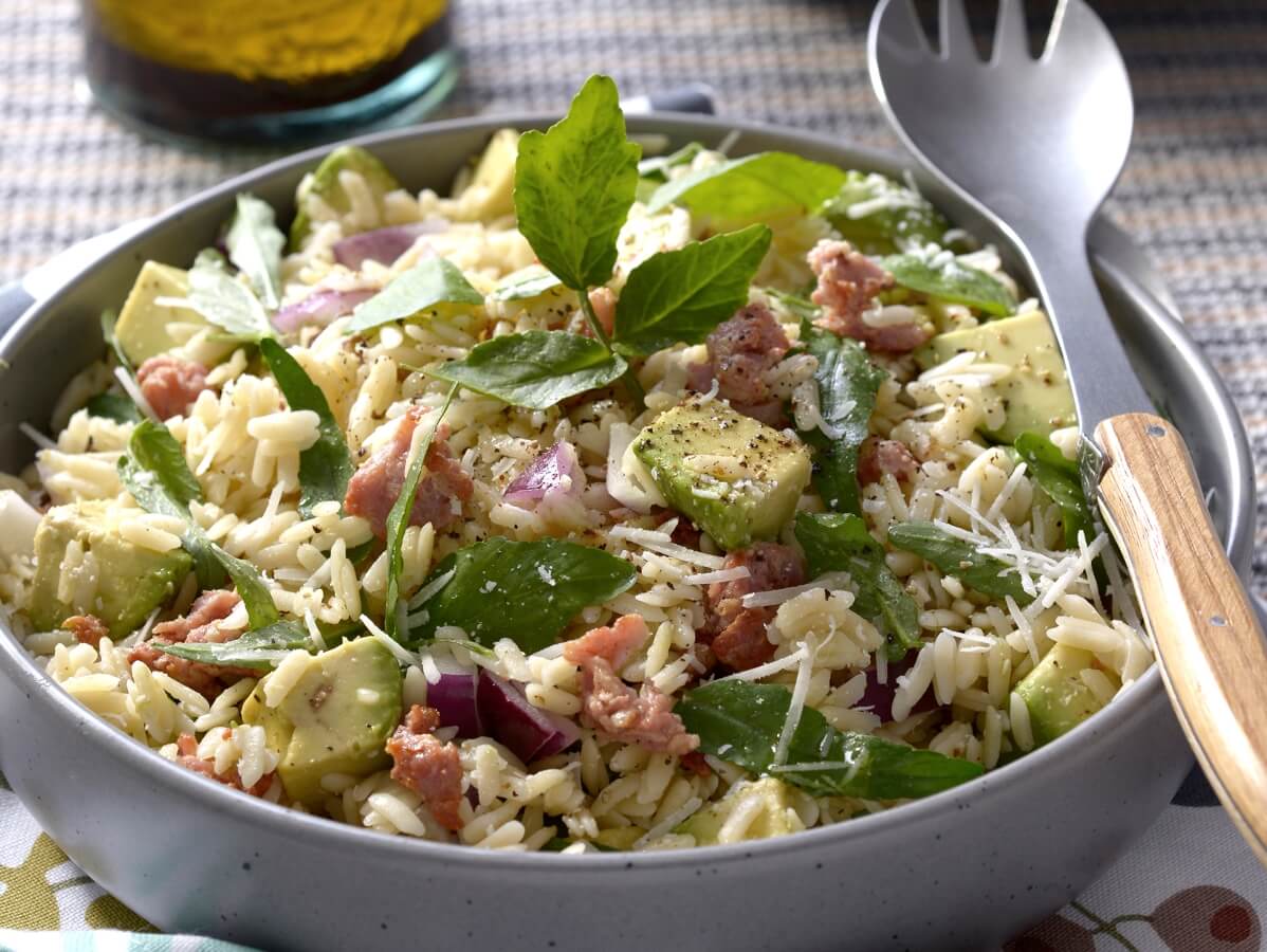 Pasta Rice with Watercress and Bacon Salad