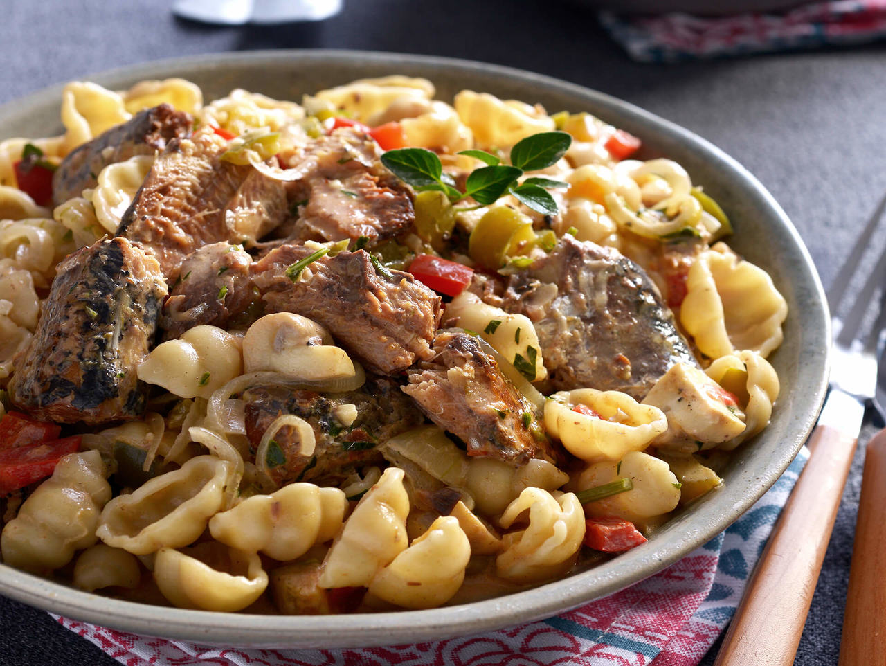 Fattis and Monis Pasta with Pilchards and Mushrooms Recipe